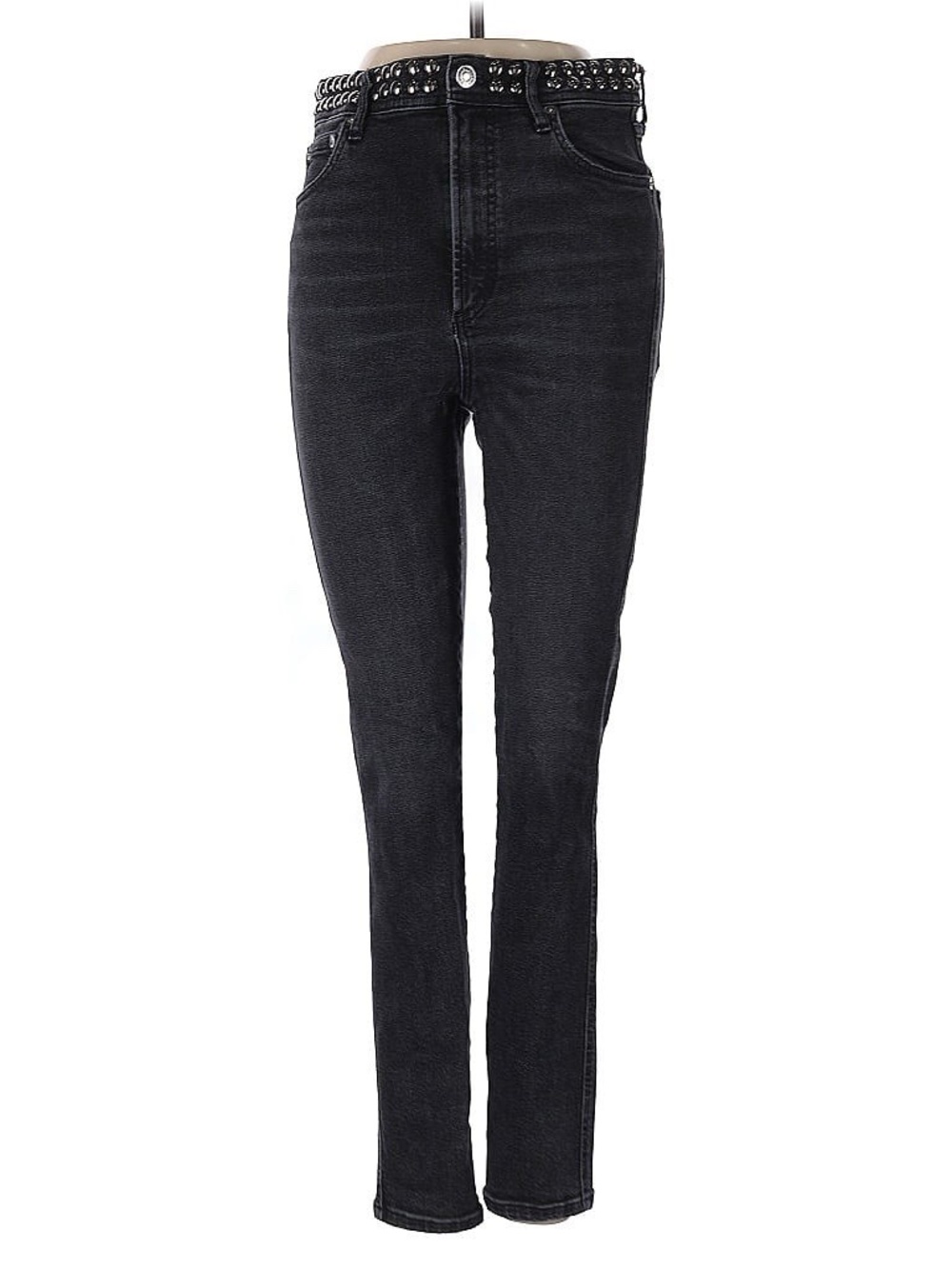 Agolde Roxanne High Rise Washed Black Studded Skinny Jeans Women 27X26 GOOD!!